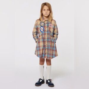 NWOT KENZO Kids' Long Sleeve Plaid Cotton Shirtdress